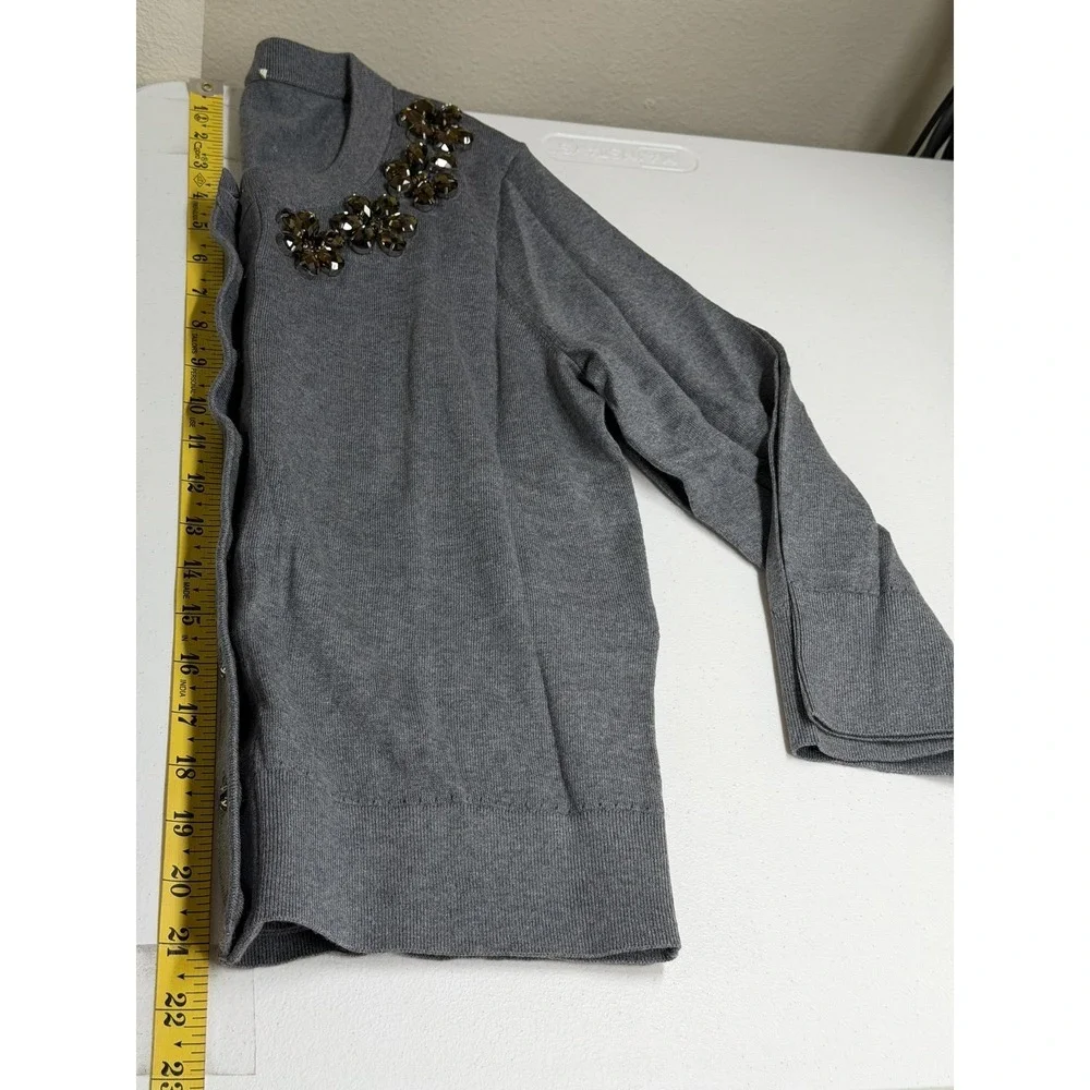 Kate Spade Sweater Womens Small Gray Leni Cardigan Jeweled Preppy Office Work‎